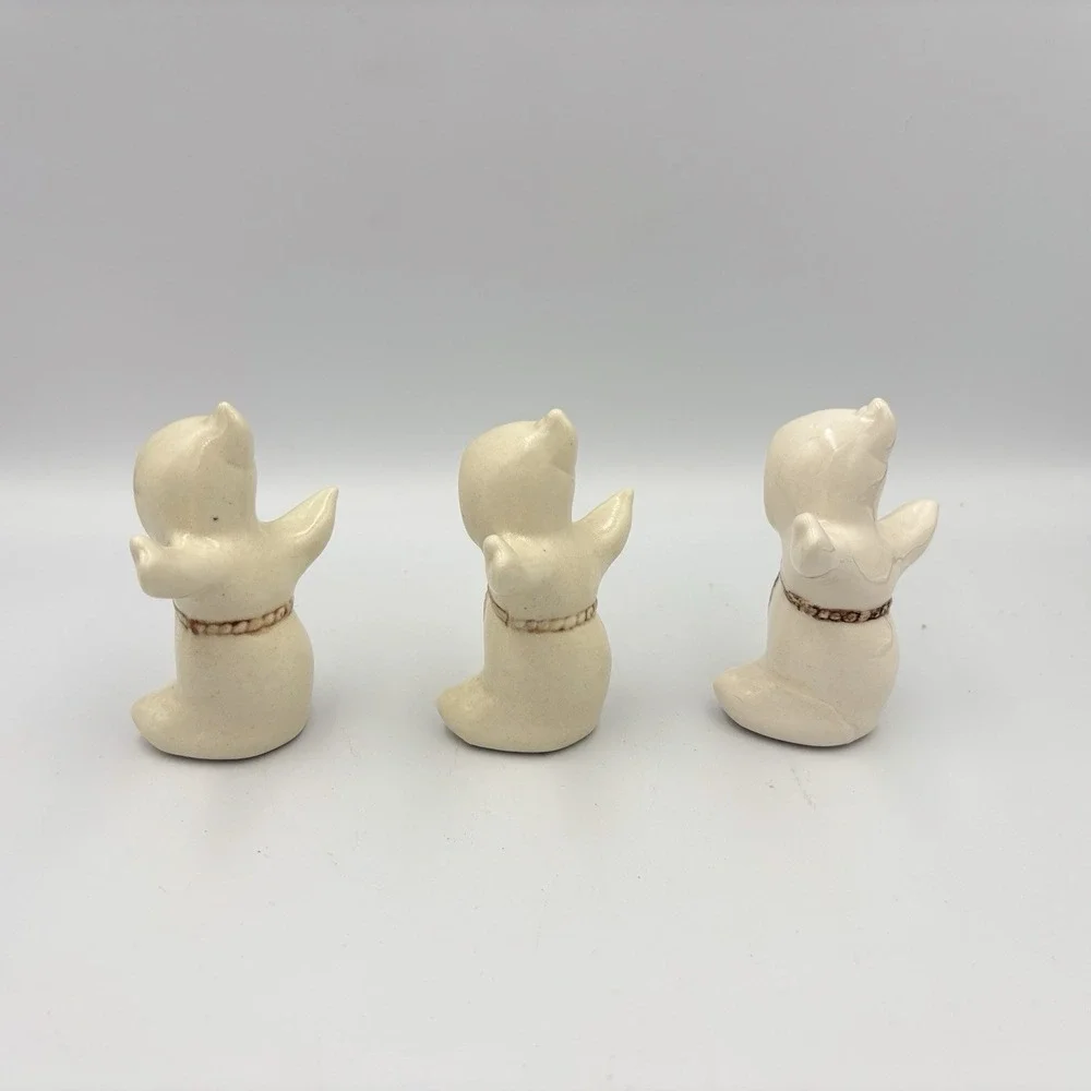 VTG Halloween Ceramic Faceless Ghost Figurines Set Of 3 Spooky Cute Decor